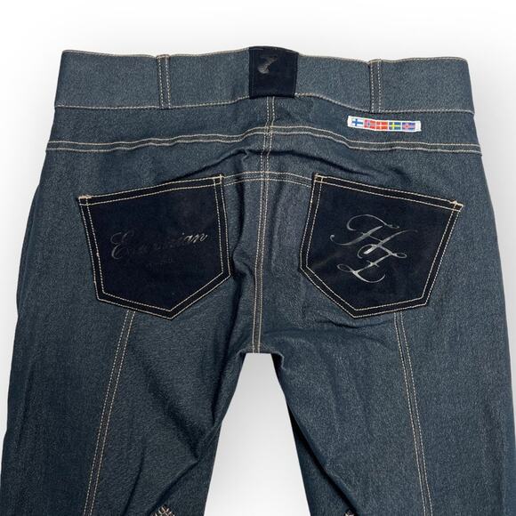 NWT HorZe Denim Breeches Royal Equus Selfpatch SIZE S Blue Stretch Suede - Picture 10 of 15
